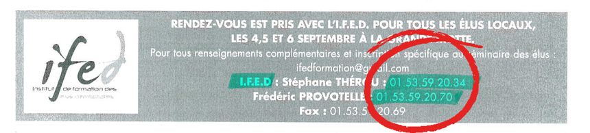 Coordonn&eacute;es de l&rsquo;IFED, l&rsquo;institut de formation li&eacute; au Modem