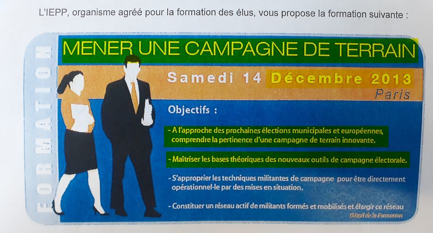 Dans les catalogues de formation &agrave; destination des &eacute;lus, on trouve des sessions intitul&eacute;es &laquo; Mener une campagne de terrain &raquo; ou encore &laquo; Objectif municipales &raquo;.