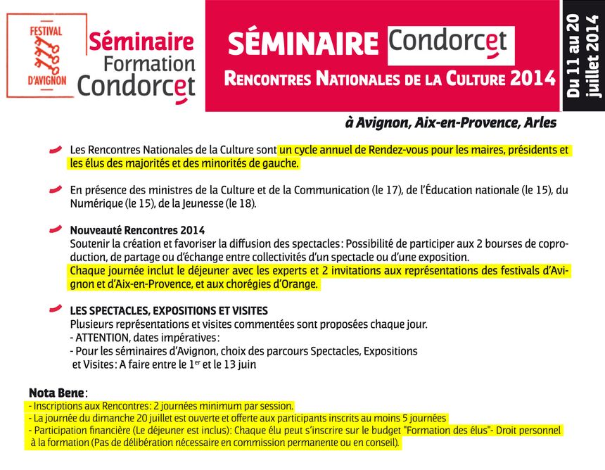 Spectacles, expos, visites : le programme des Rencontres Nationales de la culture de l&rsquo;Institut Condorcet en 2014
