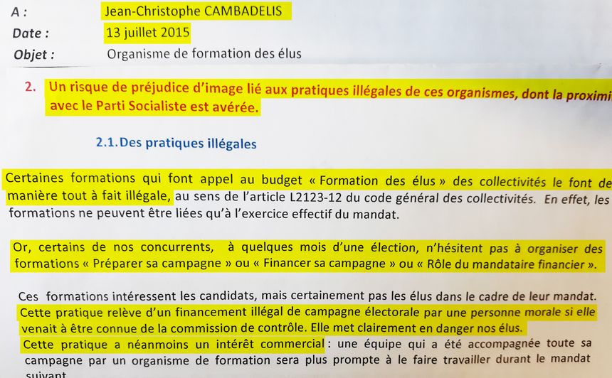Extrait du mail alertant Jean-Christophe Cambad&eacute;lis en juillet 2015