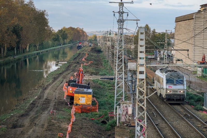 Chantier de la ligne à grande vitesse du Sud-Ouest le 11 novembre 2024 à Saint-Jory